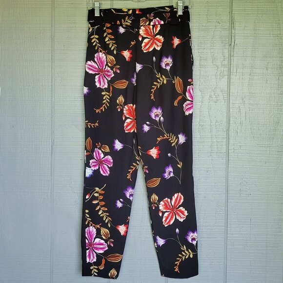Express Floral Print High-Rise Ankle Trousers Pants. Size 0S - Picture 2 of 8